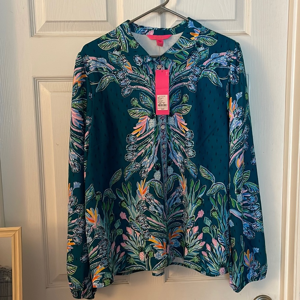 Lilly Pulitzer Valencia Teal Tavia Top XL